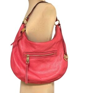 bag MICHAEL KORS Rhea Zip hobo pink soft pepple leather shoulder designer